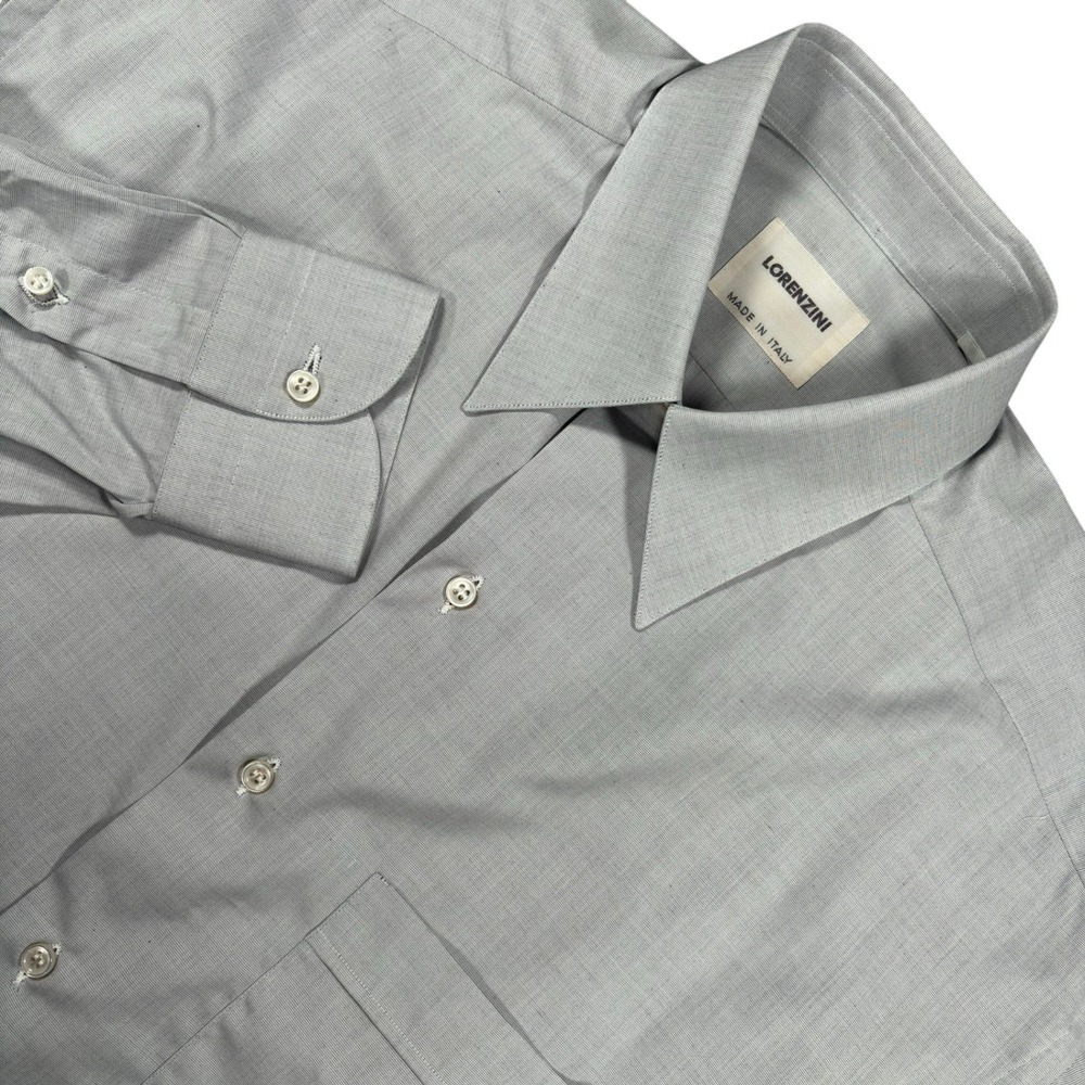 Lorenzini Dress Shirt Mens 15.5 Gray Lightweight Cotton Italy NWT